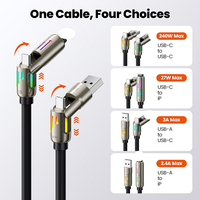 Câble de chargeur USB C Toocki 240W, charge rapide PD, 2m, flexible, anti-emmêlement, pour Mac/iPhone/Tablette