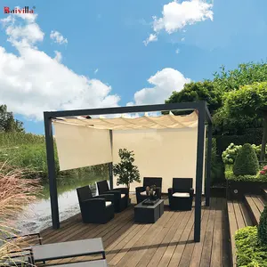 4x4 5x5 6x6 Motorized Retractable Systems Aluminum Frame Fabric Roof Pergola Awning