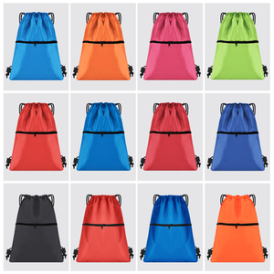 Super Quality Custom Printed Logo Polyester Draw String Backpack Promotional Shopping <b>Bags</b> <b>Drawstring</b> <b>Bag</b> With Zipper Pocket - Product Image 2