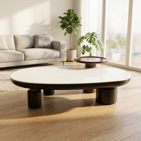 Ensemble de tables basses gigognes modernes et durables en MDF noir, 2 pièces, rectangulaires, pour salon contemporain