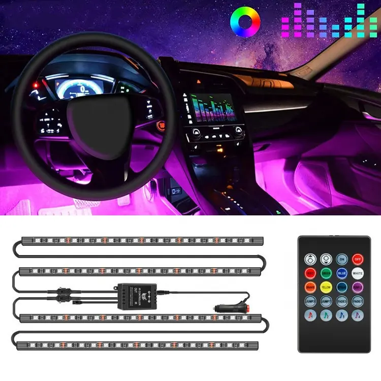 Fábrica Carro sinfonia Levou linha Fria Luz RGB Sonho Cor APP Controle LED Interior Ambiente Atmosfera Luzes Luz Ambiente Carro