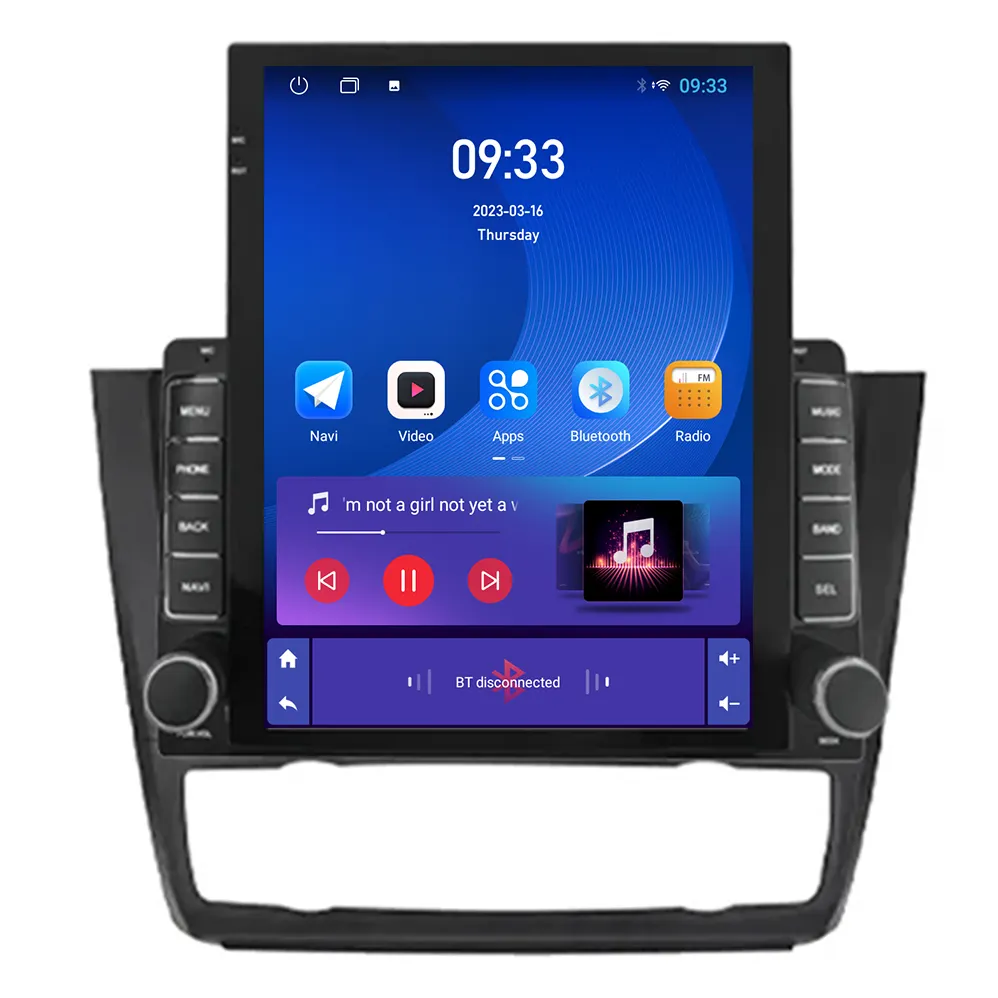 Autoradio Android à écran Tesla de style vertical 9.7 "pour BMW série 1 E81 E82 E87 E88 2004-2012 lecteur multimédia de Navigation GPS