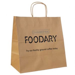 Bolsas de Papel Kraft Reciclables Personalizadas, de Venta Caliente, para Alimentos, Compras, Bolsas de Papel Promocionales para Ropa y Uso en Supermercados - Product Image 1