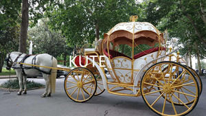 Chariot de mariage de haute qualité et abordable, style citrouille, chariot de mariée blanc avec roues, chariot citrouille - Product Image 6