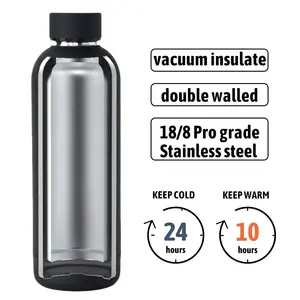 Flacon à vide de 500ml en acier inoxydable personnalisé givré doux au toucher double paroi bouteille de boisson isolée gobelet tasse bouteille d'eau thermique