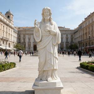Estatua de Mármol de Jesús Blanca de Diseño Europeo Hecha a Mano y Personalizada para Jardín de Iglesia, Tamaño Real - Product Image 1