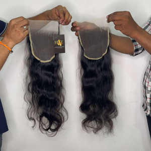 Extensions de cheveux humains Raw Indian Temple Bodywave bouclés dentelle fermeture vague profonde faisceaux avec HD dentelle fermeture - Product Image 2