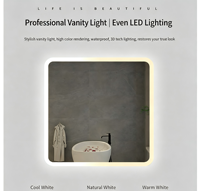 Espejo de Baño Moderno con Iluminación Frontal LED Antivaho, Interruptor Táctil Inteligente, Temperatura de Color Ajustable