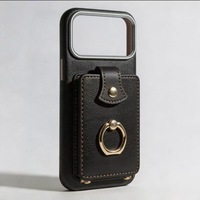 Étui de téléphone anti-RFID en gros avec support anneau et porte-cartes pour iPhone 12 13 14 15 16 17 en cuir PU ODM OEM
