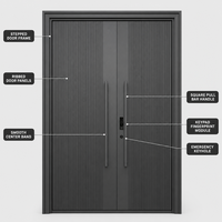 Porte de sécurité à double battant en acier inoxydable avec barre de traction carrée pour entrée arrière de villa et d'hôtel