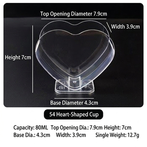 Gobelet à dessert transparent en forme <span class=keywords><strong>de</strong></span> cœur avec base, 80 ml, jetable, en PS, pour mousse, pudding, yaourt, fruits, mariage, Saint-Valentin, fête - Product Image 4