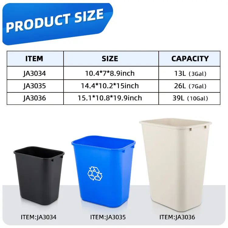 Material plástico três compartimentos reciclando lixeira de resíduos, lixeira de armazenamento com rodas
