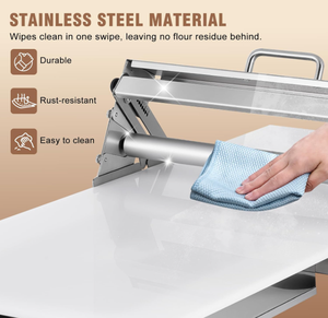 Rodillo de masa plegable de acero inoxidable 304 con tabla de 23.62" x 11.81" y rodillo antiadherente para fondant, rodillo manual para masa - Product Image 4