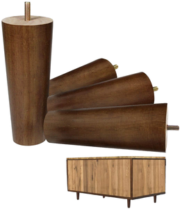 Chaise de bureau et de salle à manger contemporaine en bois massif, personnalisable, non finie, avec base réglable et pieds de table - Product Image 1