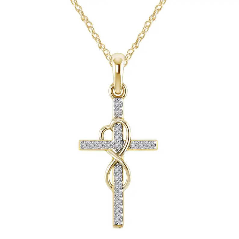 Cross-border new personality 8-character cross necklace temperament diamond gold collarbone chain necklace