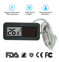 Termometer Digital LCD Tenaga Surya dengan Probe Eksternal untuk Kulkas dan Akuarium Ikan