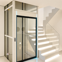 Promotion : Ascenseur Domestique Hydraulique avec Cabine en Verre, Cadre en Acier Inoxydable, Conception Sans Foyer et Gain de Place pour Villa et Appartement, OEM