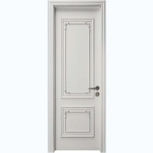 Puertas de madera de diseño americano con pintura de chapa, puertas de dormitorio interiores impermeables para casas, edificios, superficie terminada