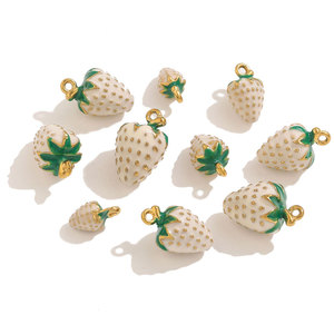 Custom Luxury 14k 18k Gold Plated 316L Stainless Steel Jewelry Strawberry Charms for <b>Bracelet</b> Necklace Jewelry Making - Product Image 5