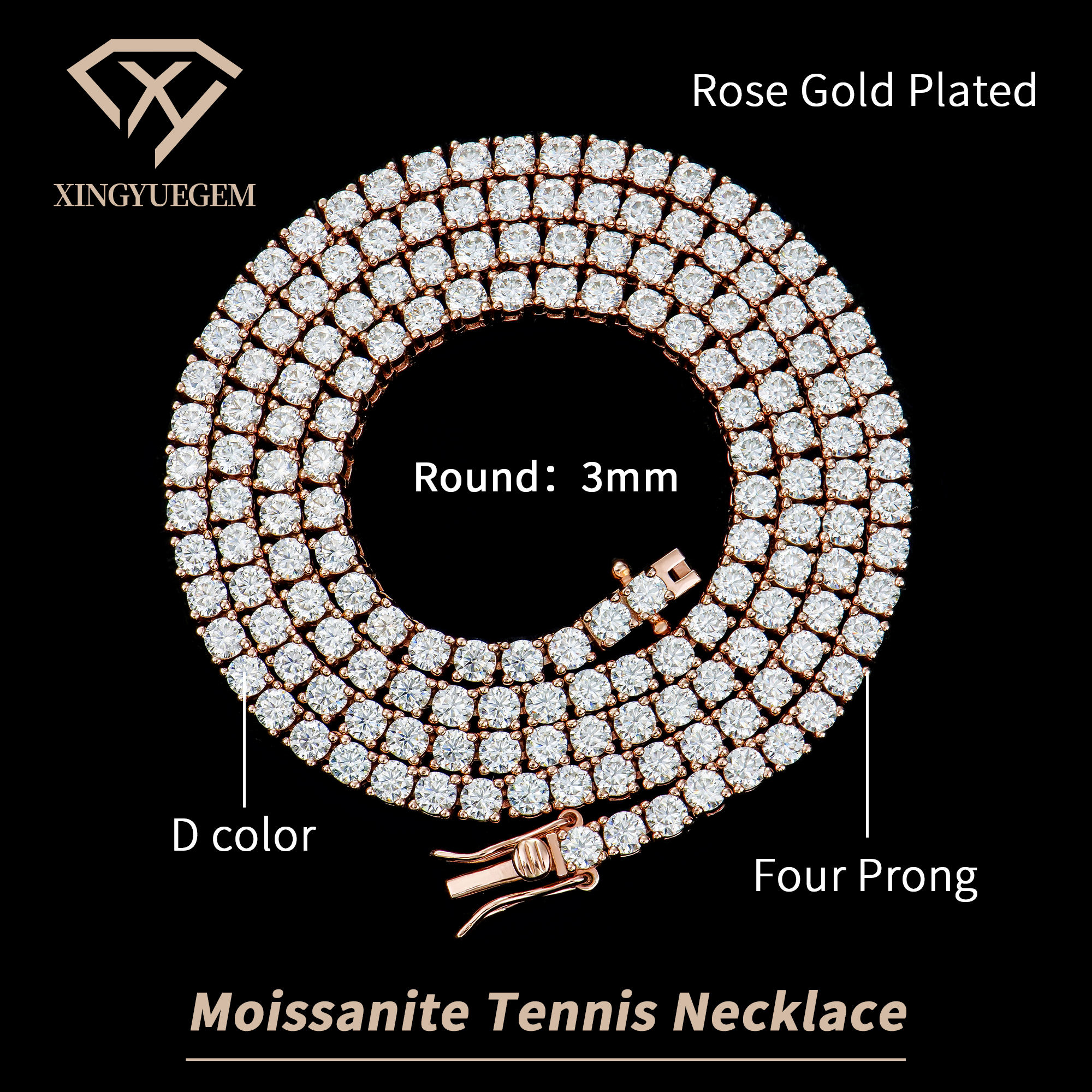 3mm Rose Gold Plated