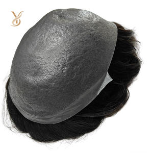 Wig lem sistem penggantian, rambut palsu dasar kulit Pu pria - Product Image 1