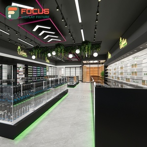 Lockable Smoke Shop Display Cabinet Wood Glass <b>Counter</b> LED Light Tobacco Display Cabinet - Product Image 2