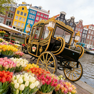 Carruaje de boda real, carruajes tirados por caballos, estilo victoriano, vagón europeo de lujo - Product Image 3