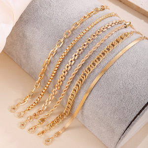 Personalità creatività 6 pz/set impilati geometrici da donna 18K placcato in oro braccialetti a catena semplici gioielli di moda - Product Image 5