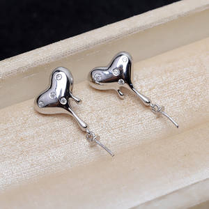 อุปกรณ์ทำต่างหูเงินแท้ S925 แบบ DIY สำหรับต่างหูมุกสองวง  ฐานต่างหูสำหรับมุกเรียบขนาด 6-7 มม.  รุ่น 16271  อะไหล่เครื่องประดับ - Product Image 4