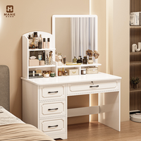 Ensemble de petite coiffeuse moderne bureau de maquillage avec lumières miroir rond coiffeuse coiffeuse meuble de chambre à coucher