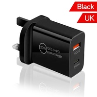 USB C 20W 5V 3A Chargeur mural électrique intelligent Ports C Adaptateur Fonction PD Charge rapide UK/US/EU/AU Alimentation Écouteur de voyage