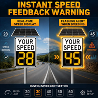 Panneau d'affichage de vitesse radar solaire avec LED ambre, signalisation d'avertissement de survitesse, indicateur de vitesse des véhicules en temps réel