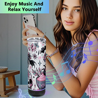 Gobelet isotherme personnalisé de 20 oz, prix d'usine d'origine, bouteille d'eau isolée, gobelet intelligent avec haut-parleur Bluetooth