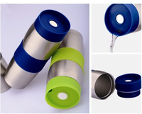 Haute qualité classique courbe Design presse couverture Silicone anneau antidérapant 304 acier inoxydable flacon à vide Auto voiture tasse