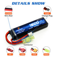 Batterie PONFLY 30C 3S 11.1V 1800mAh pour pistolet à billes Airsoft, petite batterie Lipo rechargeable Tamiya pour accessoires de pistolet à billes