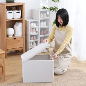 Ruimaixin-garde-robe de voiture en plastique blanc, boîte de rangement avec couvercle, facile à empiler et pliable, grande capacité - Product Image 3
