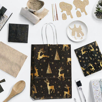 Sac cadeau de Noël noir, sac de shopping en papier kraft pour le centre commercial, sac d'emballage cadeau, sac cadeau pour sac à main