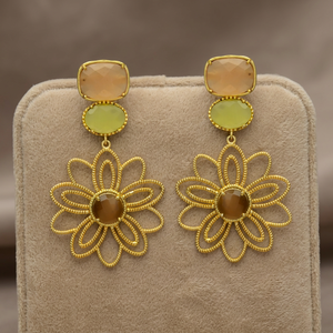 New Arrival Jaipur Gems Jewelry <b>Gold</b> Plated Ethnic Drop <b>Earrings</b> <b>Peridot</b> Hydro Gemstone Third Party Certified for Wedding Party - Product Image 3