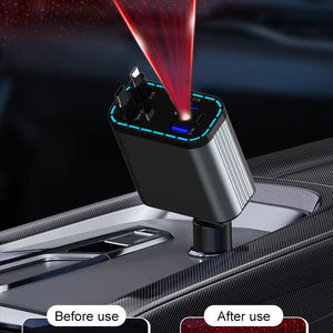 Cargador de coche de carga rápida 4 en 1 Pantalla <span class=keywords><strong>digital</strong></span> LED Retráctil 2 cables Tipo C Cargador de coche portátil para <span class=keywords><strong>IPhone</strong></span> 16 - Product Image 2