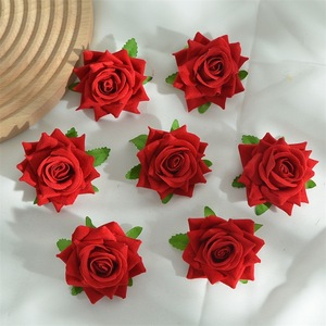 Hesper hecho a mano boda Día de San Valentín decoración solo terciopelo rojo Floral flor Artificial Rosa cabeza alta calidad - Product Image 3