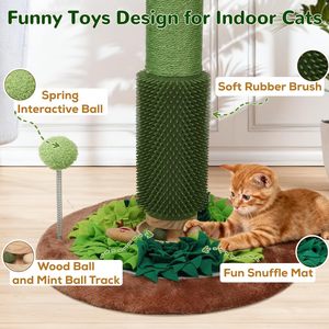 Poste Rascador para Gatos Starmon, Postes Rascadores de Sisal para Gatos de Interior, Cepillo de Autolimpieza, Tapete Olfativo y Pelota de Madera Interactiva - Product Image 3