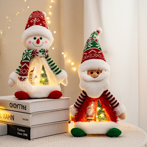 Lussuose Bambole Luminose Natalizie: Pupazzo di Neve, Renna, Gnomo con Cappello e Sciarpa Lavorati a Maglia, Luci LED, Decorazione da Tavolo Natalizia, Regalo - Product Image 4