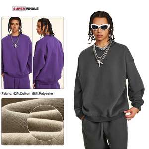 เสื้อสเวตเตอร์คอกลมแขนยาวผ้าฟลีซโอเวอร์ไซส์ผ้าฝ้าย350กรัมออกแบบโลโก้ได้ตามต้องการ - Product Image 3