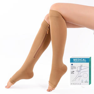 <span class=keywords><strong>Bas</strong></span> de <span class=keywords><strong>contention</strong></span> personnalisés en nylon à bout ouvert et fermeture éclair, 20-30 mmHg, pour mollets et genoux, anti-varices - Product Image 1