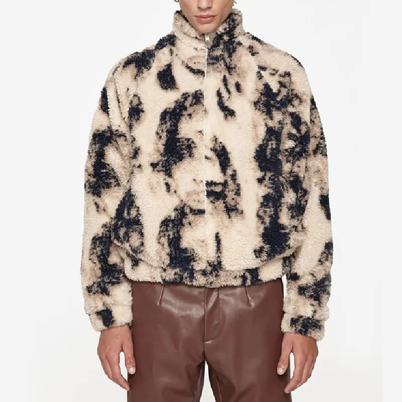 Anyu Garment Graphic Customization OEM/ODM New Fashion Jacquard Jackets Winter Sherpa Fleece Jacket For Men