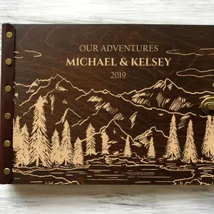 Álbum de fotos de madera personalizado, libro de recuerdos de viaje, montaña, aventura, regalo