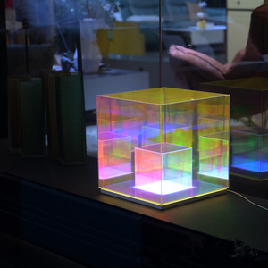 Thiết kế mới USB sạc 3D vuông trang trí bàn đèn RGB Acrylic Cube <span class=keywords><strong>LED</strong></span> ánh sáng ban đêm cho thanh nhà cạnh giường ngủ - Product Image 3