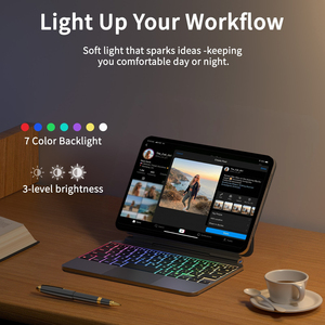 คีย์บอร์ด Laudtec สำหรับ <span class=keywords><strong>iPad</strong></span> <span class=keywords><strong>Mini</strong></span> 6/7, บานพับแม่เหล็ก, ไฟ RGB, แทร็คแพด, ปุ่มลัด, ดีไซน์บาง, ชาร์จเร็วด้วย USB-C, รองรับ OEM/ODM และได้รับมาตรฐาน CE/FCC/RoHS - Product Image 4