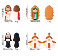 Manik-manik Silikon 3D Karakter Religius Kartun Paskah Grosir, Salib Gereja, untuk Pembuatan Pulpen