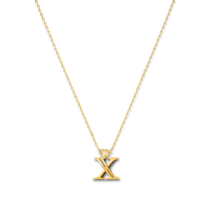 Collier pendentif en acier inoxydable 316L plaqué or PVD, initiale X, bijoux tendance - Product Image 2